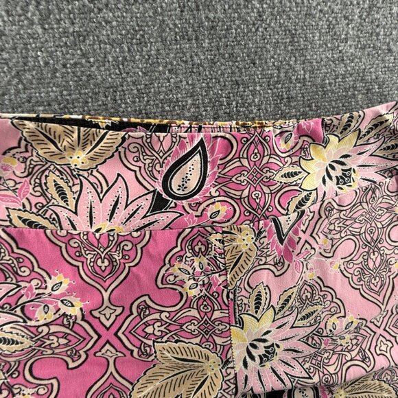 Bohemian Pink Black Paisley Floral Colorful Pants Women Soft Pull On Stretch XL - Picture 11 of 16